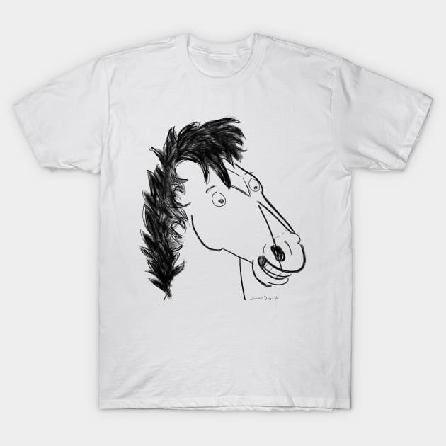 Portrait of A Horseman - Black T-Shirt by InsomniackDesigns